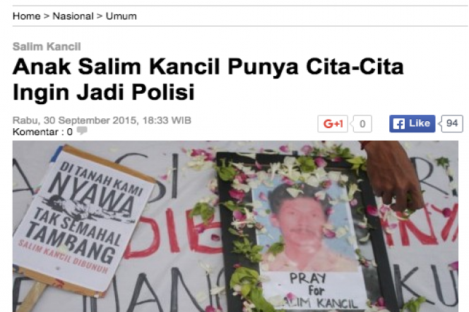 Beasiswa untuk anak Alm Salim Kancil & Tosan