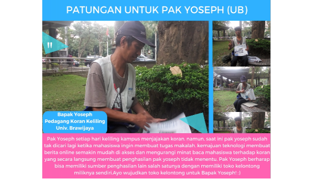Patungan Pak Yoseph Penjual Koran Kampus UB