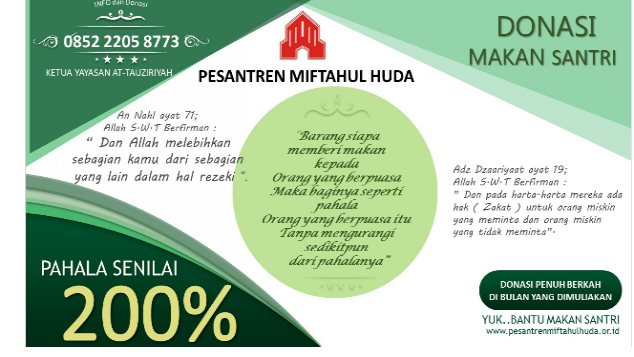 Pahala Berlipat dengan Bantu Makan Santri...