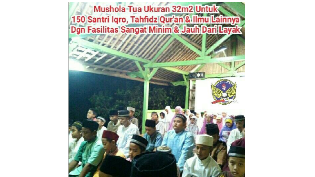 Bantu Bangun MushollaTua Luas 32m2 Untk 150 Santri