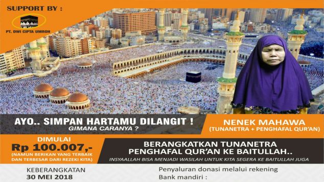 Bantu Nenek TUNA NETRA Penghafal Quran untuk UMROH