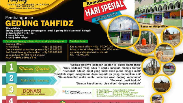 Donasi Pembangunan Gedung Tahfidz Manarul Hidayah