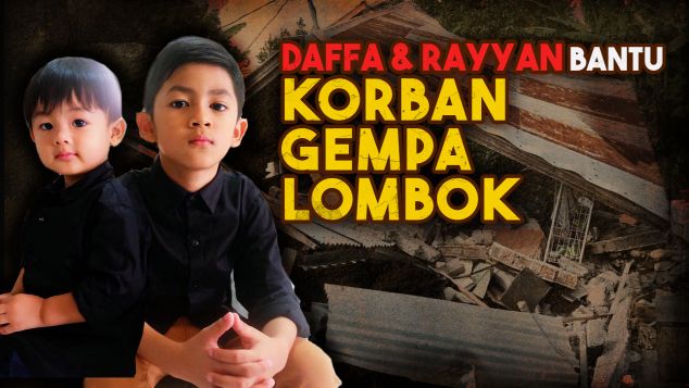 Daffa dan Rayyan Bantu Korban Gempa Lombok