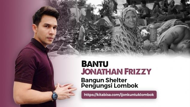 Bantu Jonathan Frizzy Bangun Shelter Untuk Lombok